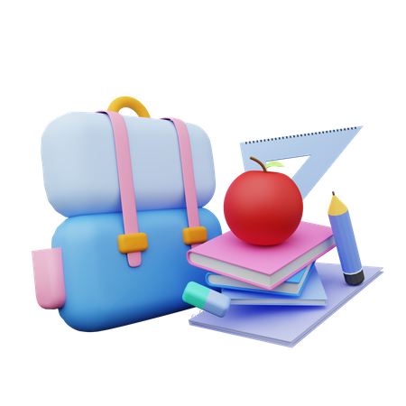 School stationary  3D Illustration