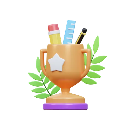 3 D School Trophy Icon Illustration Object 3D Icon