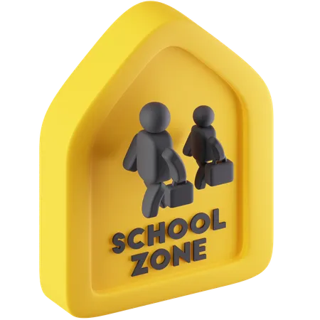 School Zone Sign  3D Icon