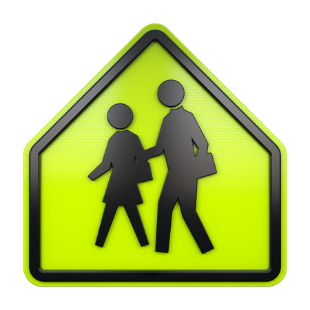 School Zone Sign  3D Icon