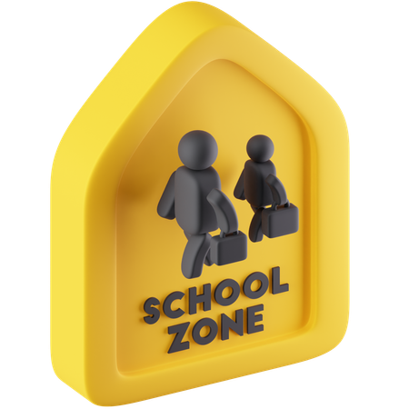 School Zone Sign  3D Icon