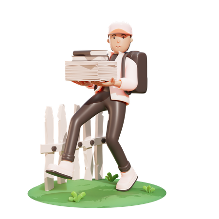 Schoolboy holding books  3D Illustration