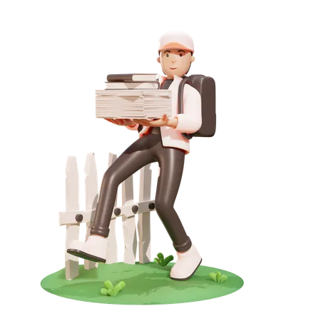 Schoolboy holding books 3D Illustration
