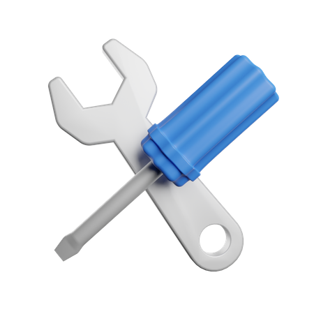 Schraubendreher und Schraubenschlüssel  3D Illustration