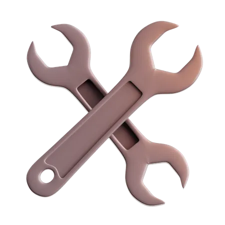 Schraubenschlüssel und Kreuz  3D Icon