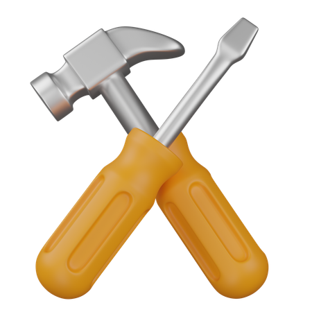 Schraubenzieher und Hammer  3D Icon