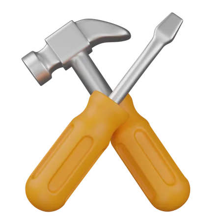 Schraubenzieher und Hammer  3D Icon