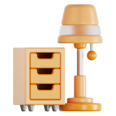 Schublade und Lampe  3D Icon