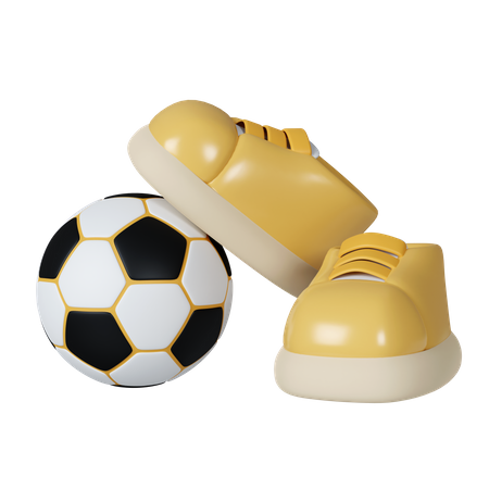 Schuhe und Fußball  3D Icon