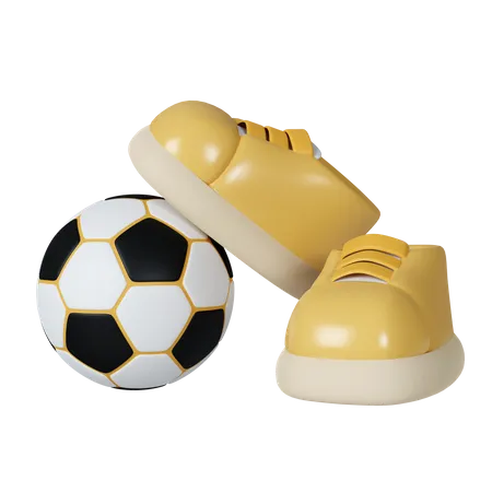 Schuhe und Fußball  3D Icon