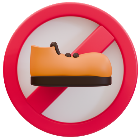 Beschilderung „Schuhe verboten“  3D Icon