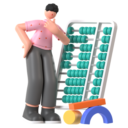 Schüler lernen mit Abacus  3D Illustration