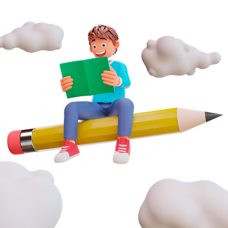 Schüler zurück zur Schule und lernen im Himmel  3D Illustration