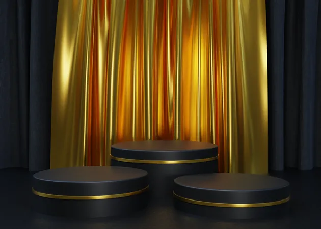 Luxus-Podium in Schwarz und Gold  3D Illustration