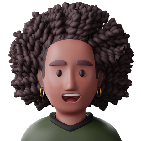 Schwarze Afro-Frau  3D Icon