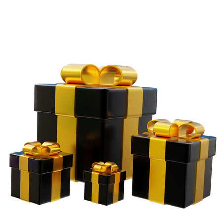 Schwarze Geschenkbox mit goldener Schleife  3D Icon