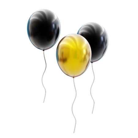 Schwarze und goldene Luftballons  3D Icon