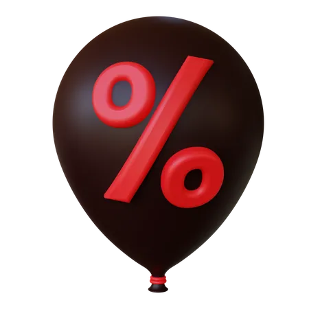 Schwarzer Ballon mit Rabatt  3D Icon