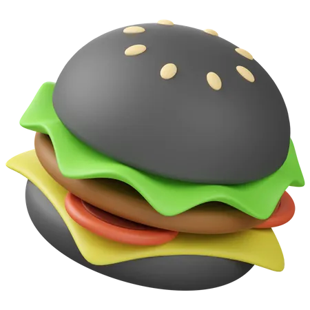 Schwarzer Burger  3D Icon