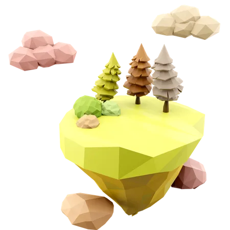 Schwebende grüne Insel  3D Icon