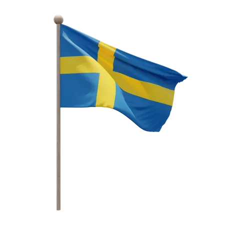 Schweden Fahnenmast  3D Flag