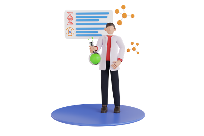 Scientifique faisant des expériences dans un laboratoire médical avec un équipement spécial  Icône 3D