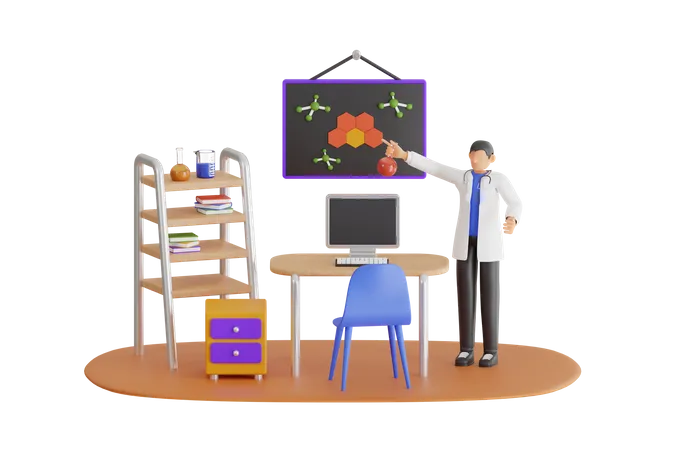 Scientist Conducting Experiments  3D Illustration