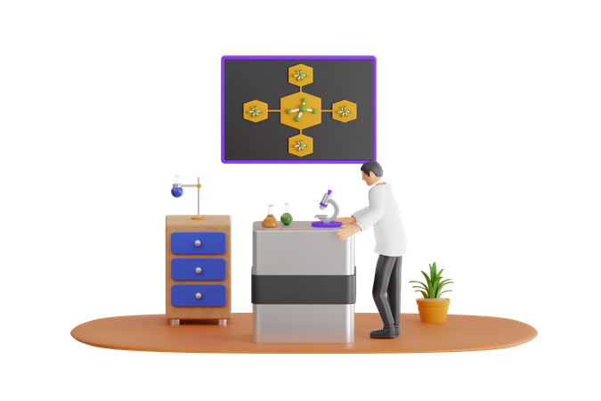 Scientist Conducting Experiments In Science Laboratory  3D Icon