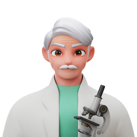 Scientist Old Man  3D Illustration