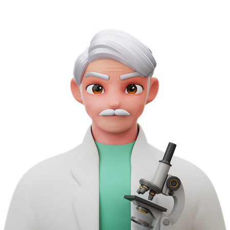 Scientist Old Man 3D Illustration