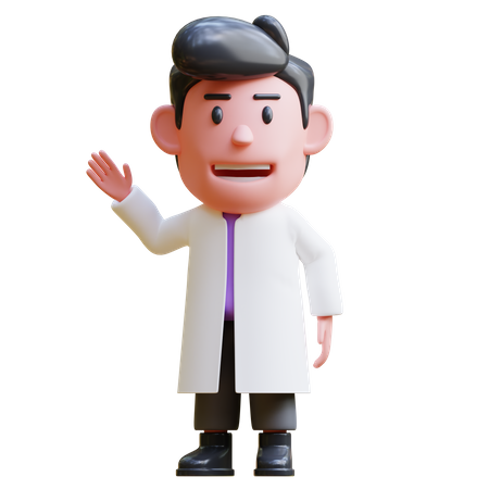 Scientist Raised Hand  3D Icon