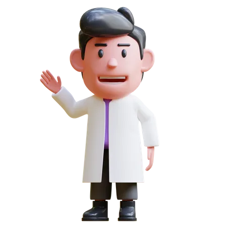 Scientist Raised Hand  3D Illustration