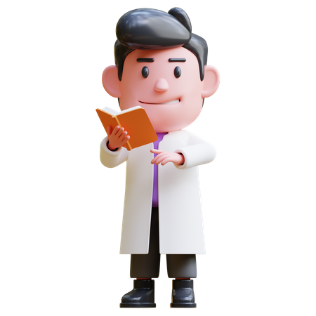 Scientist Read Book  3D Illustration