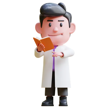 Scientist Read Book  3D Illustration