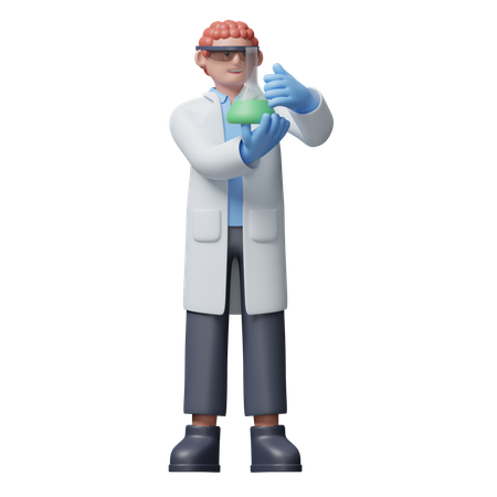 Scientist With Flask  3D Illustration