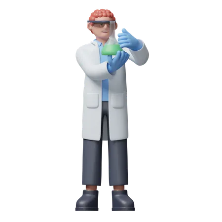 Scientist With Flask  3D Illustration