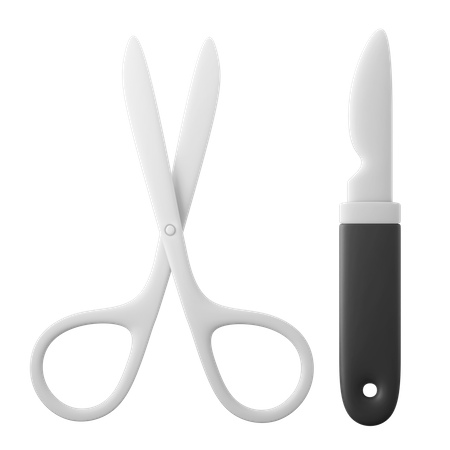 Scissor and Scalpel  3D Illustration