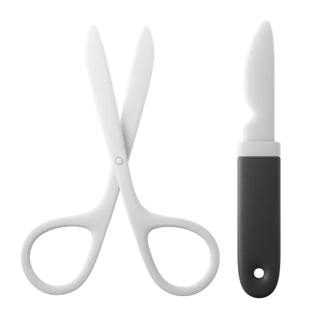 Scissor and Scalpel  3D Illustration