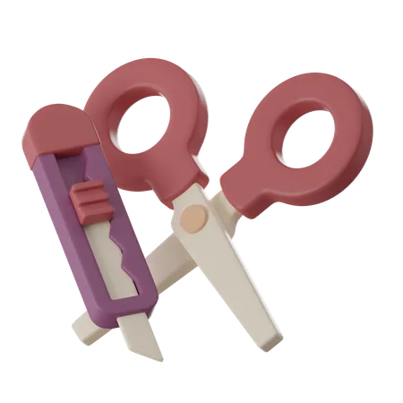 Back To School Stationery 3 D Render Of Scissors 3D Icon