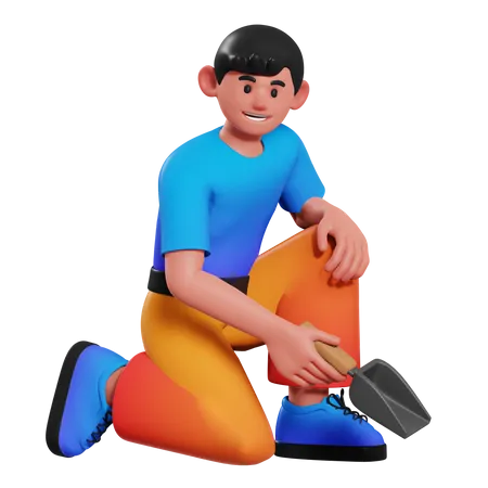 Scoop Boy  3D Illustration