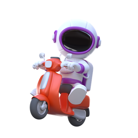 Astronaute en scooter  3D Illustration