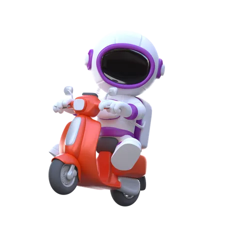 Astronaute en scooter  3D Illustration