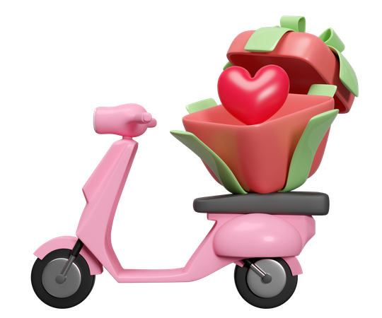 Scooter avec coeur  3D Illustration