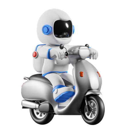 Astronauta andando de scooter  3D Illustration