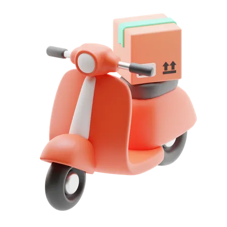 Package Delivery By Scooter 3D Icon