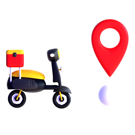 Scooter Delivery With Location  3D Icon