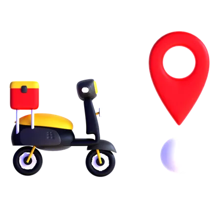 Scooter Delivery With Location  3D Icon