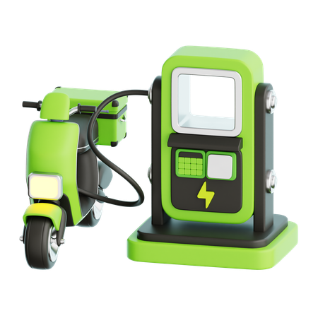 Scooter eléctrico en la estación de carga  3D Icon