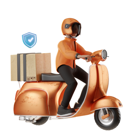 Scooter de entrega segura  3D Illustration