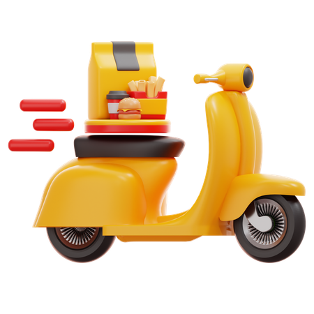 Livraison de nourriture en scooter  3D Icon